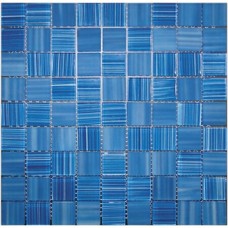 APOLLO TILE Cerulean Blue 11.3 in x 11.3 in Glass Glossy Floor and Wall Mosaic Tile 4.43 sqft/case, 5PK APLHM88310A